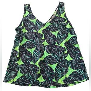 Lilly Pulitzer Under the Palms Gigi Tank Top Navy Lime Tropical Woman SZ XL EUC